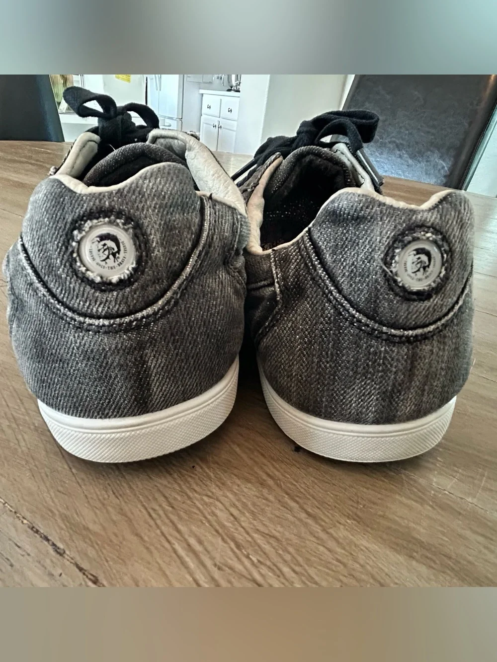 Diesel Gray Canvas Low-Top Sneakers with Black Accents